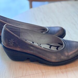 Fly London Bronze Wedge Shoes